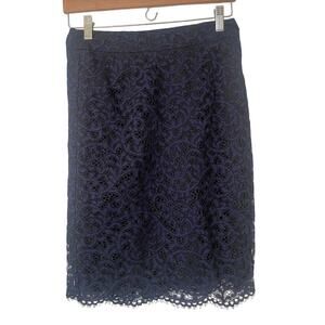 NWOT Trina Turk Cotton Blend Navy Blue Black Knee Length Pencil Skirt • Size 2